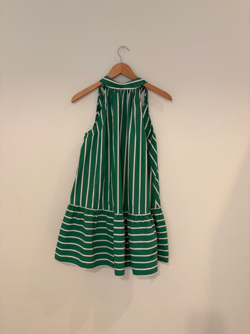 STAUD Green and White Striped Halter Mini Dress - Picture 5 of 6